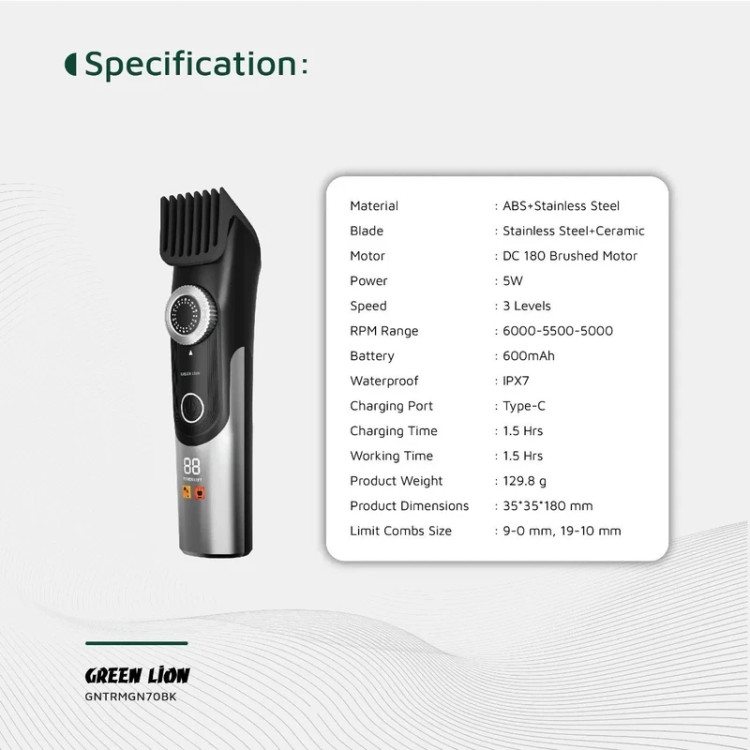 ماشین اصلاح موی بدن سر صورت گرین لاین Green Lion Trim Gen 70 Body Hair Trimmer