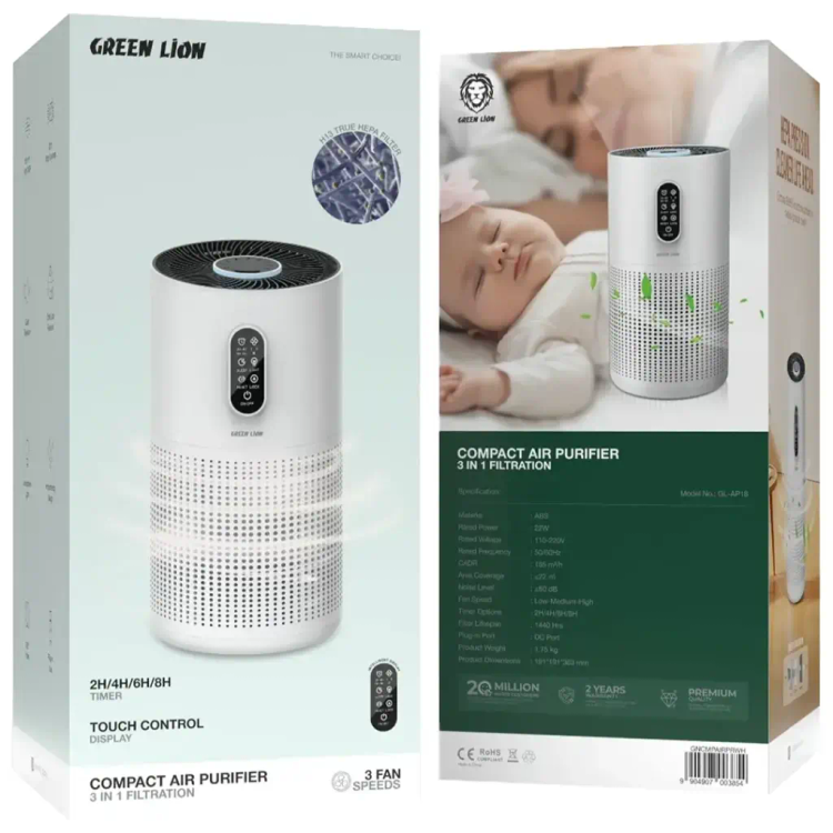 دستگاه تصفیه هوا گرین لاین Green Lion Compact Air Purifier 3 in 1 Filtration