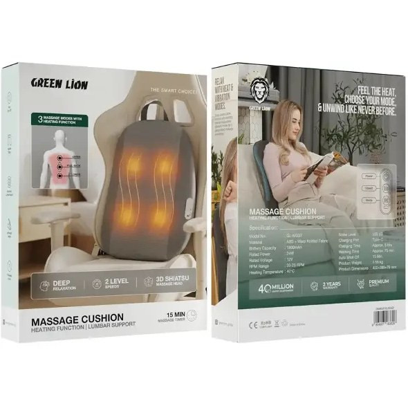 ماساژور پشتی و کمری گرین لاین مدل Green Lion Massage Cushion with Heating Function and Lumbar Support