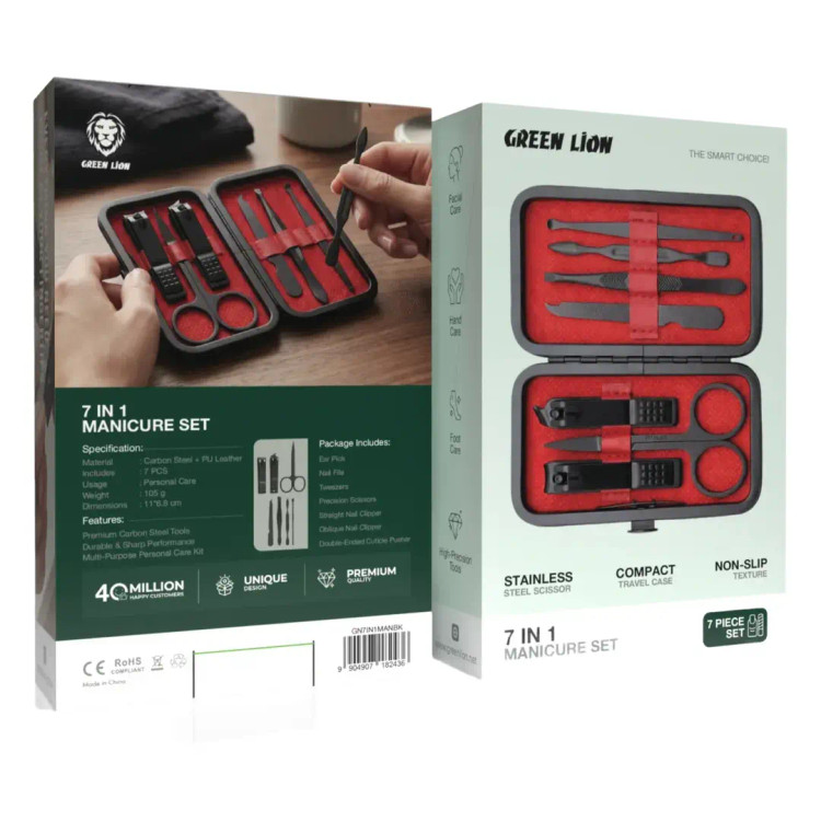 ست مانیکور 7 کاره مدل GN7IN1MANBK گرین لاین Green Lion 7-In-1 Manicure Set