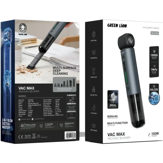 جارو شارژی و دمنده گرین لاین VAC MAX مدل GB-326X توان 150 وات
