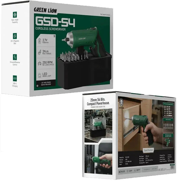 مجموعه 54 عددی پیچ گوشتی شارژی 3.7 ولت گرین لاین مدل GSD-54