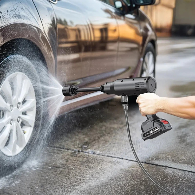 کارواش خانگی باتریدار گرین لاین مدل CX240 با توان موتور 240 وات، فشار آب 36 بار، دبی آب 4 لیتر در دقیقه و قابلیت مکش خودکار آب