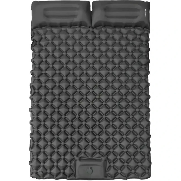 تشک بادی دو نفره گرین لاین مدل Inflatable Air Mattress با جنس نایلون 40D و روکش TPU، دارای پمپ پایی داخلی، سطح ضدآب و ضدلغزش با بافت الماسی، ظرفیت تحمل وزن 300 کیلوگرم و ابعاد 195x120x5 سانتیمتر مناسب کمپینگ و سفر