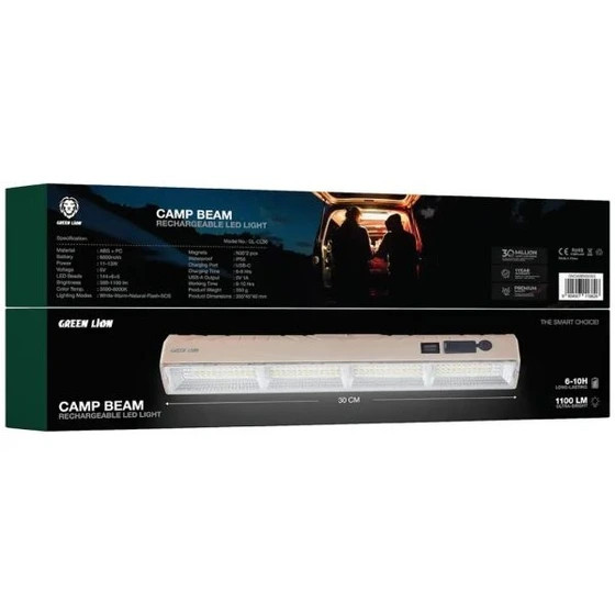 چراغ شارژِی کمپینگ گرین لاین مدل Green Lion Camp Beam Pro Rechargeable LED Light CNCAMBM41BG