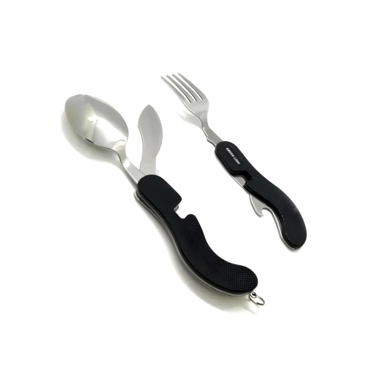 مجموعه قاشق و چنگال سفری گرین لاین مدل Cutlery Set با جنس آلومینیوم، وزن 130 گرم و ابعاد 17x8x5 سانتیمتر