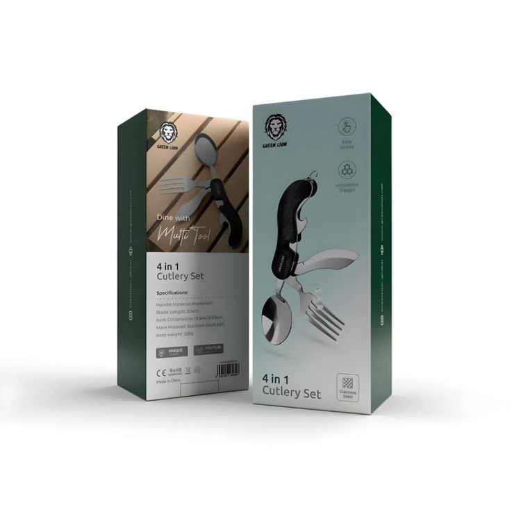 مجموعه قاشق و چنگال سفری گرین لاین مدل Cutlery Set با جنس آلومینیوم، وزن 130 گرم و ابعاد 17x8x5 سانتیمتر