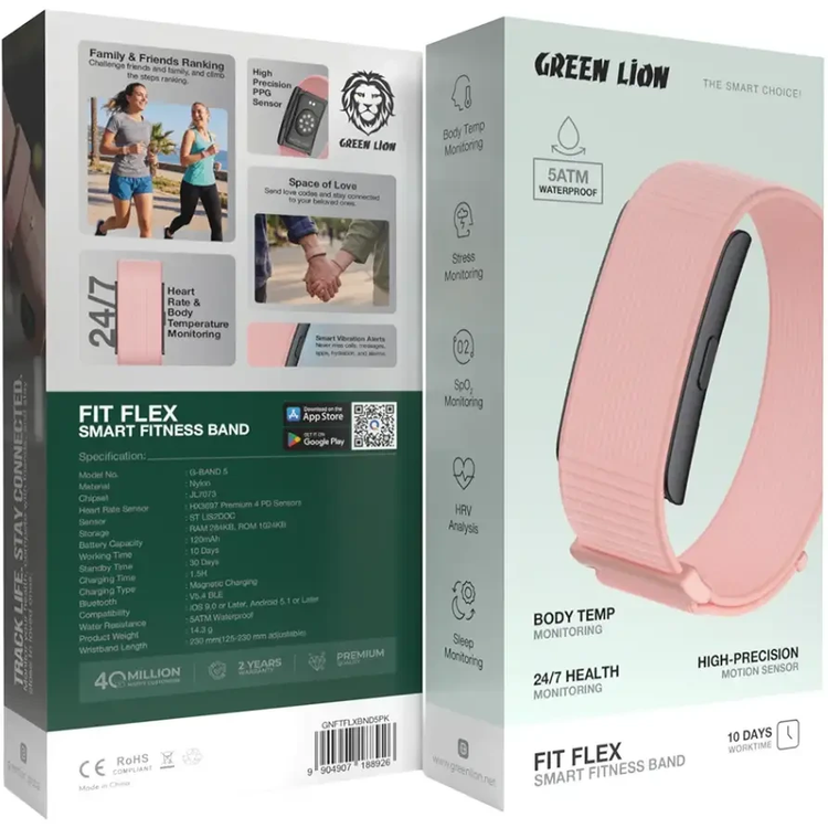 مچ بند هوشمند گرین لاین مدل Fit Flex با بند نایلونی ضد آب