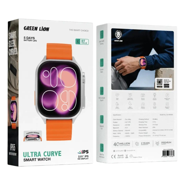 ساعت هوشمند گرین لاین مدل Ultra Curve بدنه آلیاژ روی مشکی