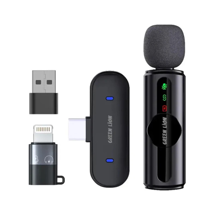 میکروفون بیسیم گرین لاین مدل GM-75X با گیرنده USB Type-C، مبدل USB و لایتنینگ و قابلیت کاهش نویز