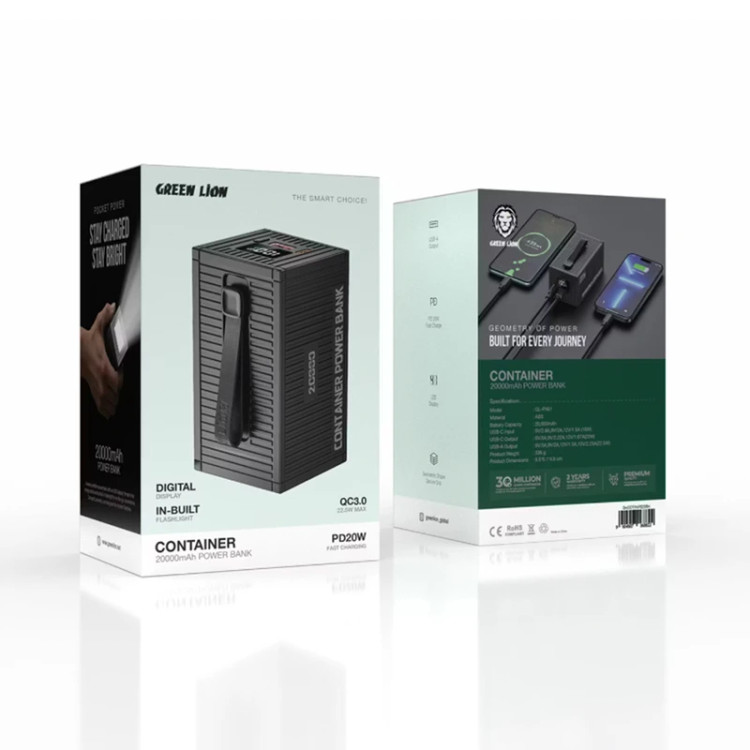 پاوربانک 22.5 وات گرین لاین مدل Container GL-PX61 ظرفیت 20000 میلی آمپر ساعت