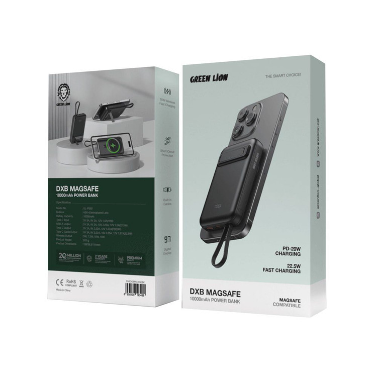 پاوربانک 10000 میلی آمپر دی ایکس بی گرین Green DXB Magsafe 10000mAh PowerBank