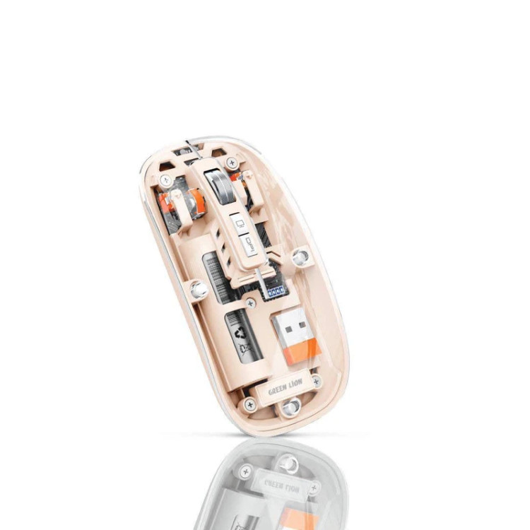 ماوس بی سیم گرین لاین مدل Transparent Mouse 2، قابلیت اتصال با دانگل USB و بلوتوث، دارای 5 کلید، حسگر اپتیکال، بلوتوث نسخه 4، وزن 120 گرم