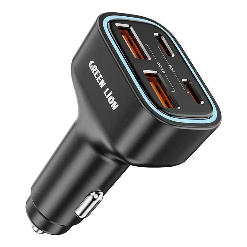 شارژر فندکی خودرو گرین لاین مدل QUAD PORT ظرفیت ۷۰ وات