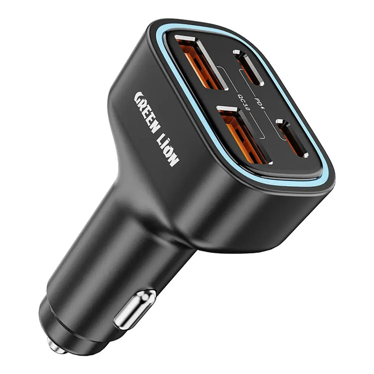 شارژر فندکی خودرو گرین لاین مدل QUAD PORT ظرفیت ۷۰ وات