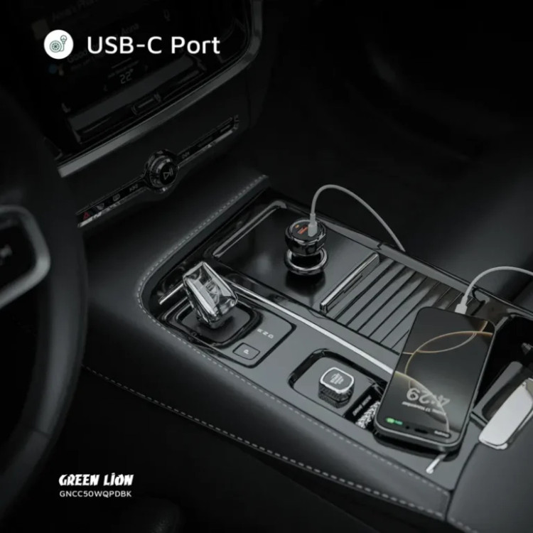 شارژر فندکی Green Lion Dual Port Car Charger 50W (with C to C / C to L Cable)