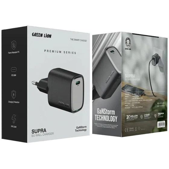 شارژر دیواری 20وات Supra GaN Premium گرین لاین