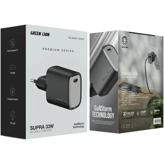 شارژر دیواری 33وات Supra GaN Premium گرین لاین