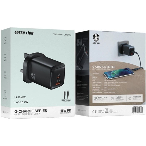 شارژر دیواری گرین لاین مدل G-Charge ظرفیت ۴۵ وات