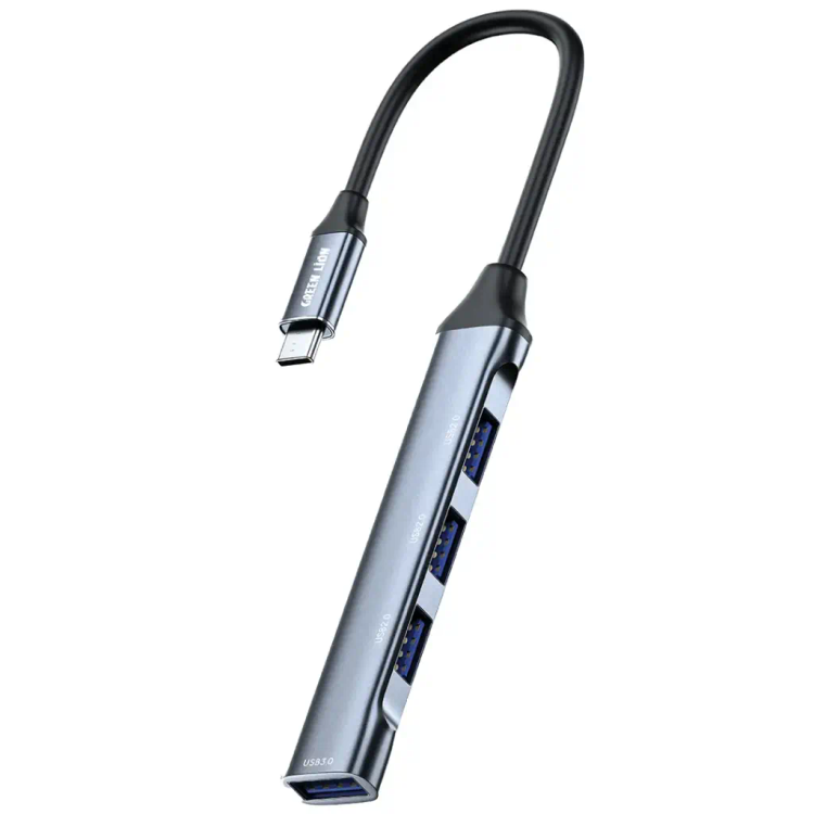هاب USB چهارکاره گرین لاین 4 در 1 با تبدیل USB-C و انتقال داده پرسرعت | GN4N11HUSBCBK