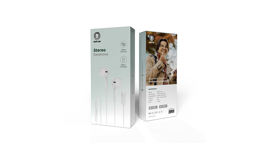 Green Lion Stereo Earphone With Type-C Connector