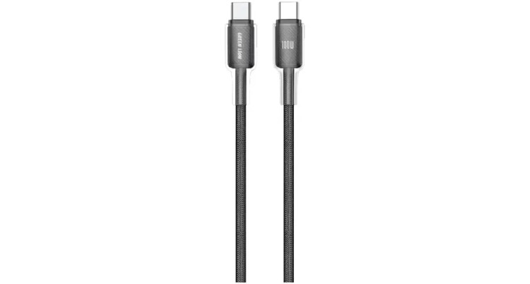 کابل کنفی Green Lion Lumi Charge با کانکتورهای USB-C به USB-C، طول ۱ متر و پشتیبانی از فناوری PD با توان ۱۰۰ وات