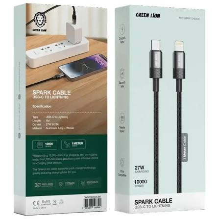 کابل Green Lion مدل Spark، تبدیل USB-C به Lightning، با توان ۲۷ وات