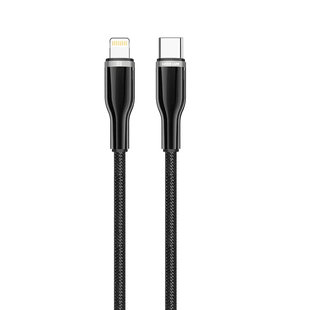 کابل بافته‌شده Green Lion با کانکتور آلیاژ روی، USB-C به Lightning، توان ۲۷ وات