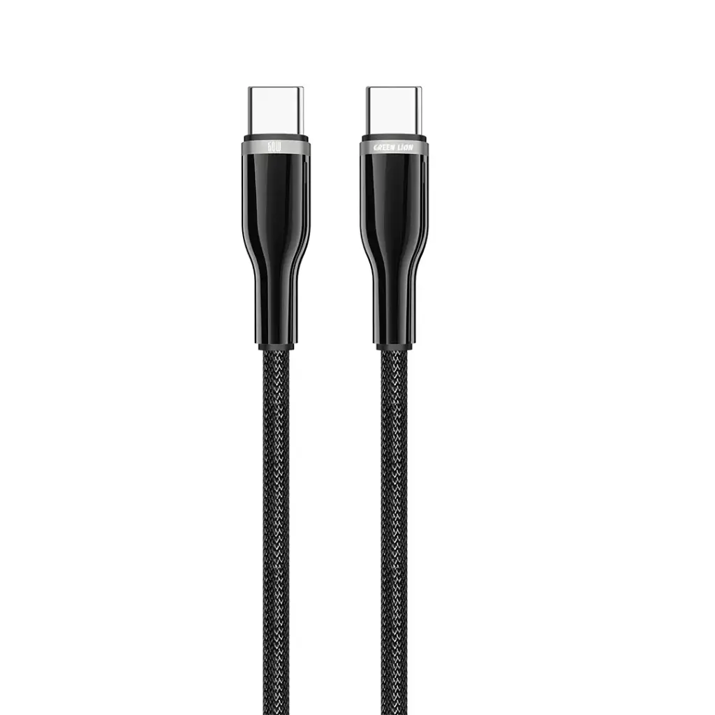 کابل بافته‌شده گرین لاین با کانکتور آلیاژ روی، USB-C به USB-C، توان ۶۰ وات