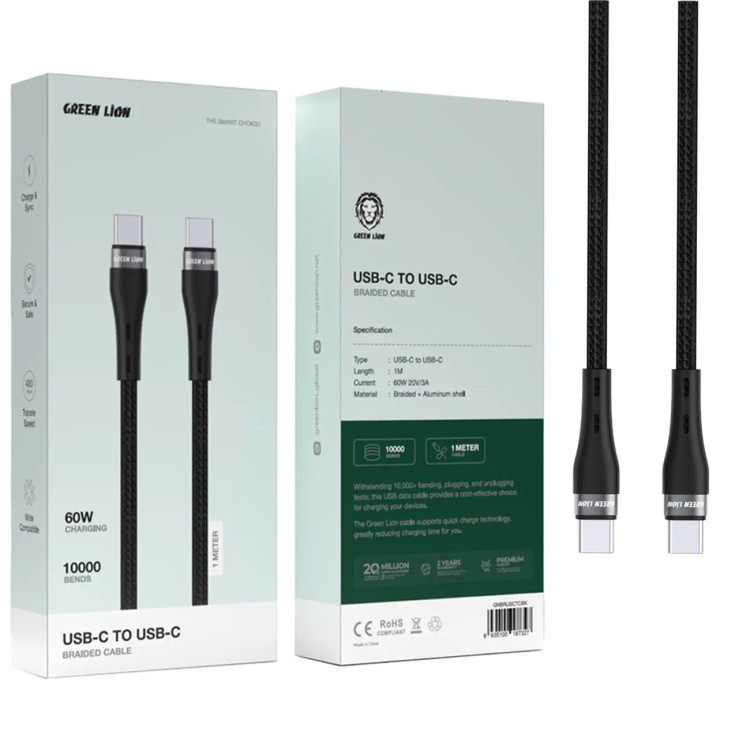 کابل کنفی USB-C به USB-C گرین لاین، ۱ متری