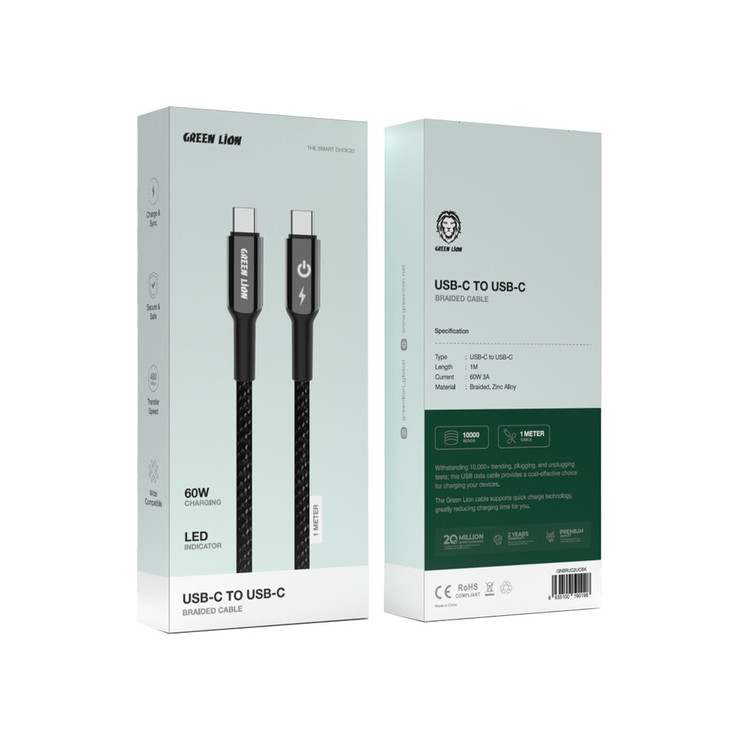 کابل بافتهشده USB-C به USB-C گرین لاین